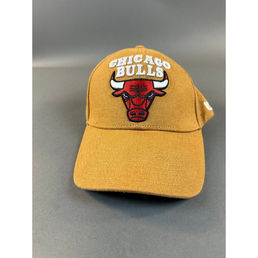 Ultra Game NBA Chicago Bulls Hat Mustard Yellow Embroidered Strapback Cap Mens